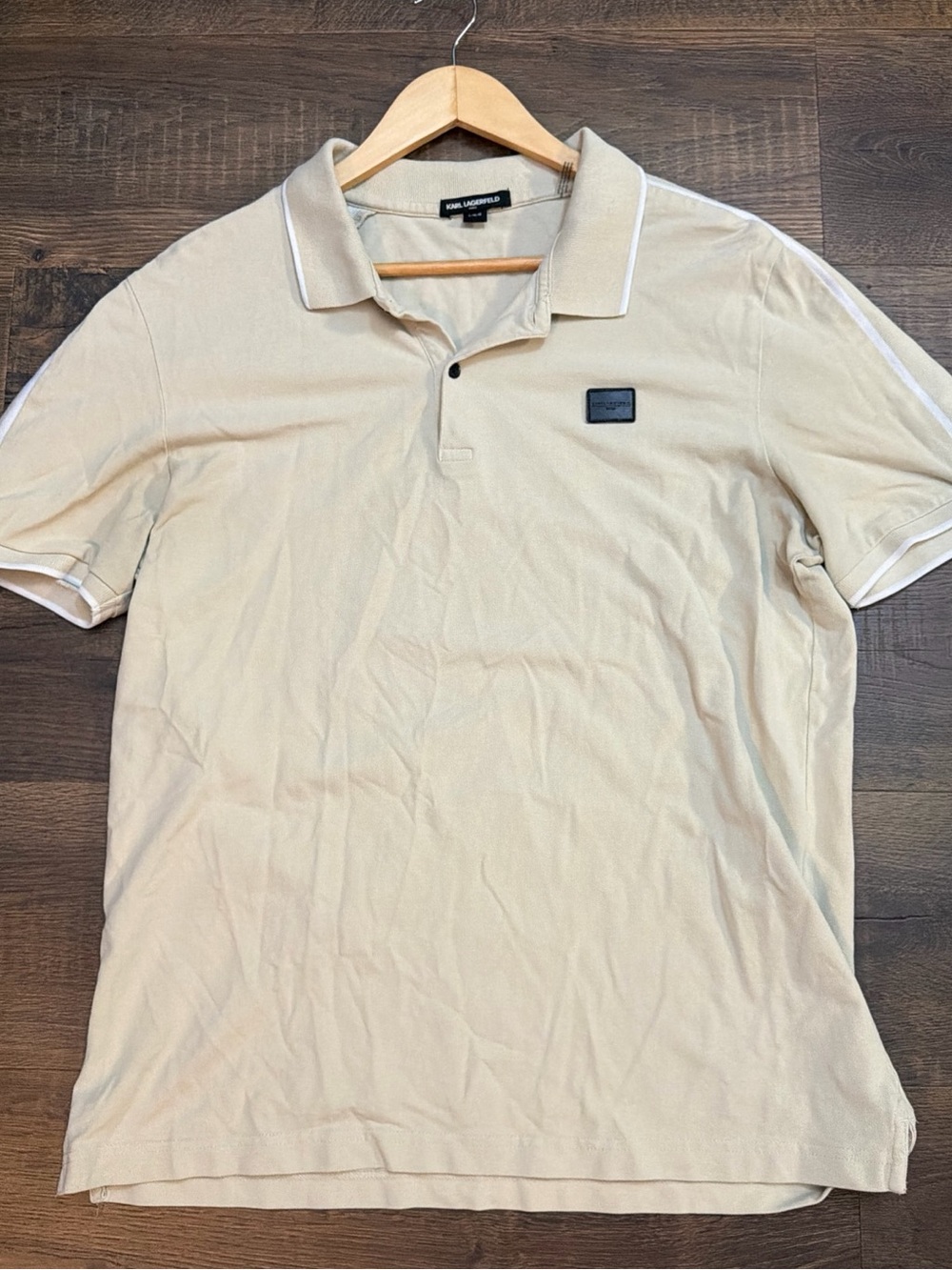 Karl Lagerfeld Beige Polo with White Trim